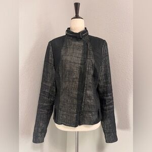 Beate Heymann Street Couture Linen Blend Jacket in black/dark gray